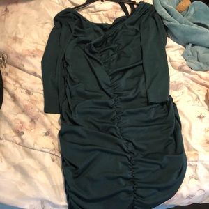 Green runched bodycon dress